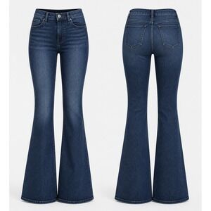FRAME Denim Forever Karlie Flare Jeans Blue 32 Stretch Cotton Tall Long Boho NWT